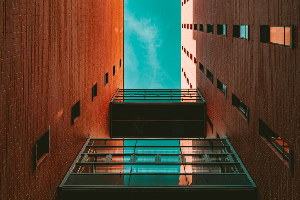 View from the bottom of the building looking up