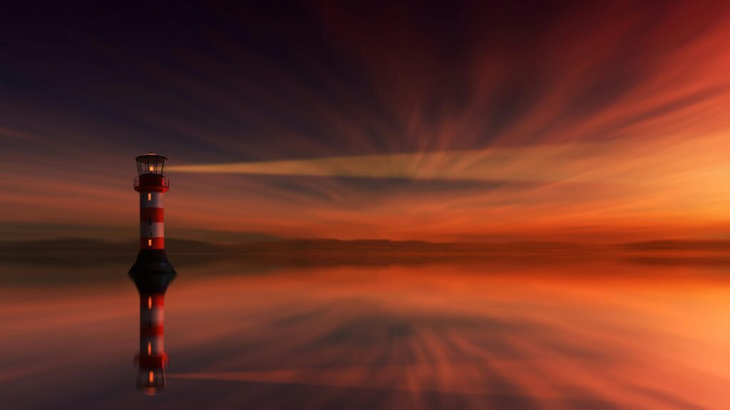 Lighthouse in the distant water