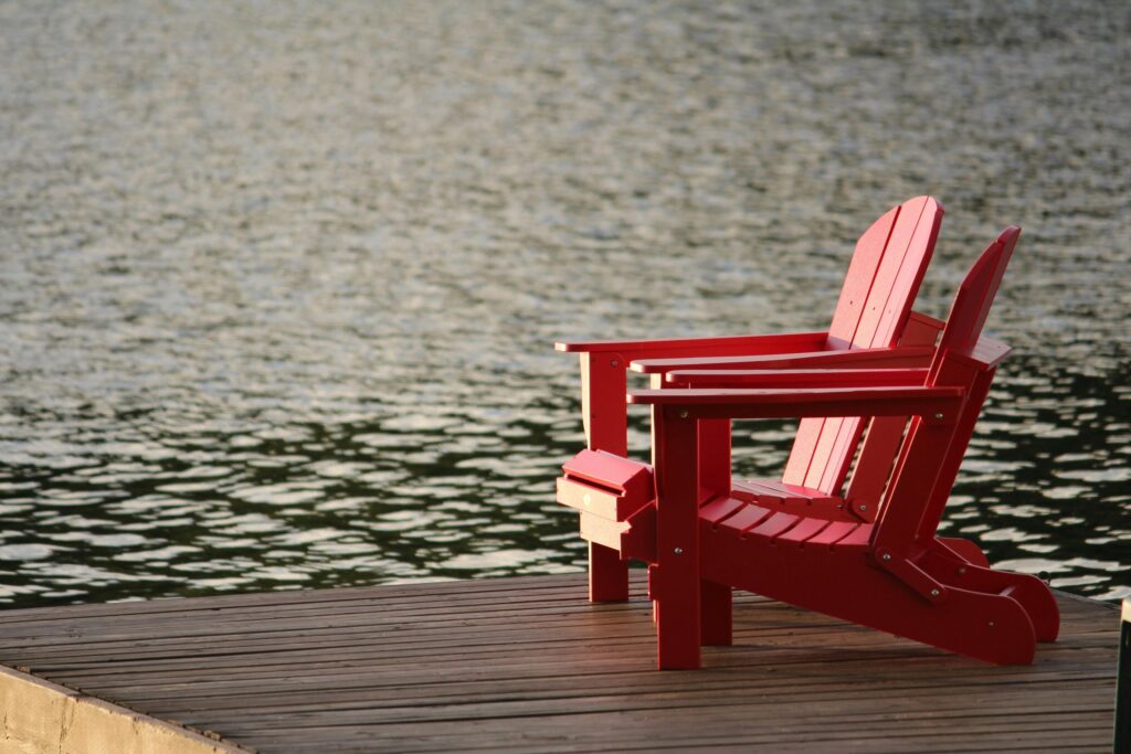 Chairs by the sunny lake