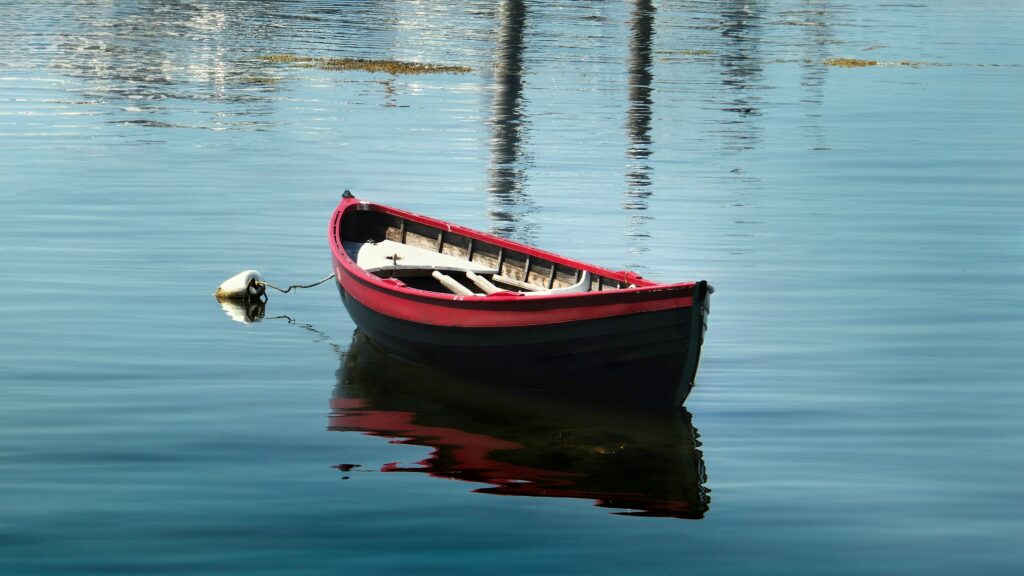 Little boat floating